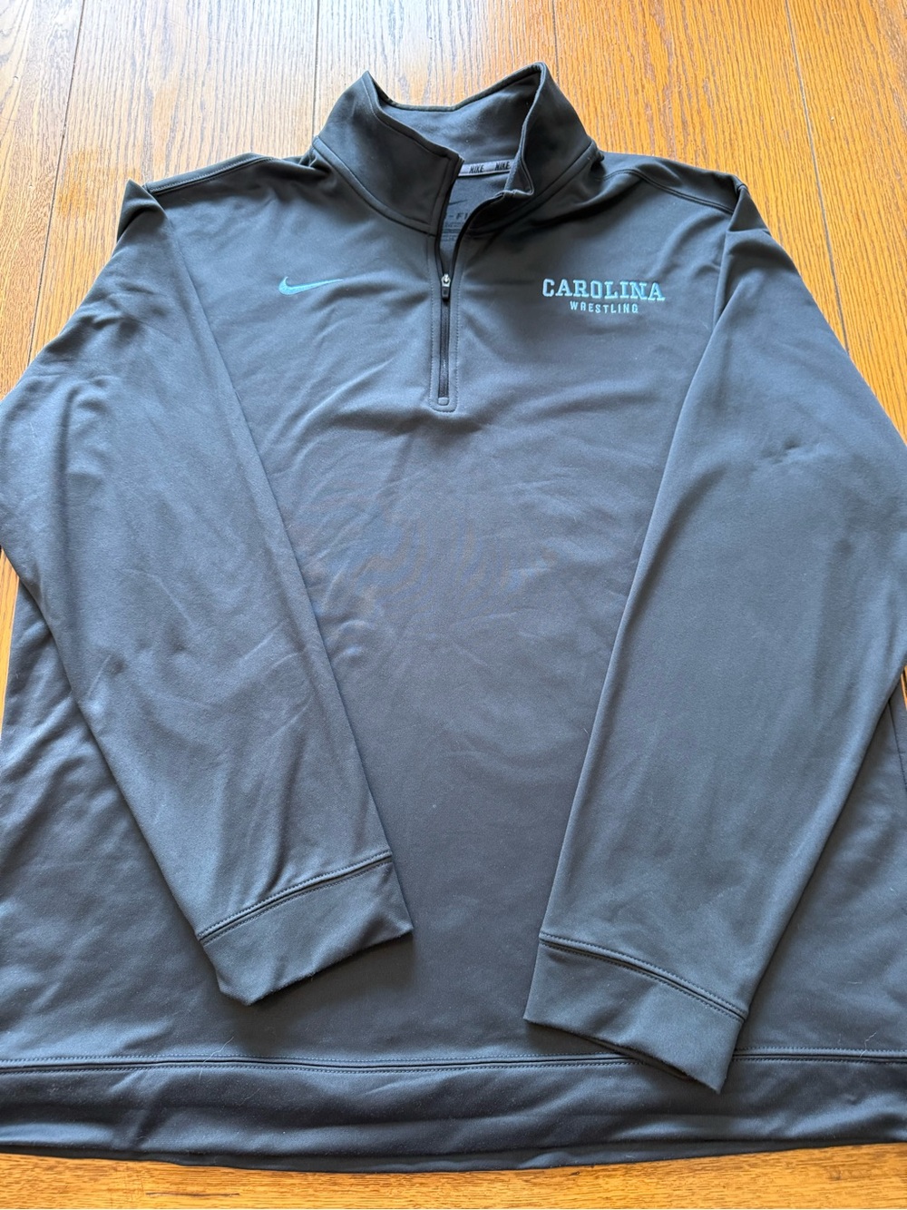 Nike Black Quarter-Zip Pullover with Teal Carolina Wrestling Logo